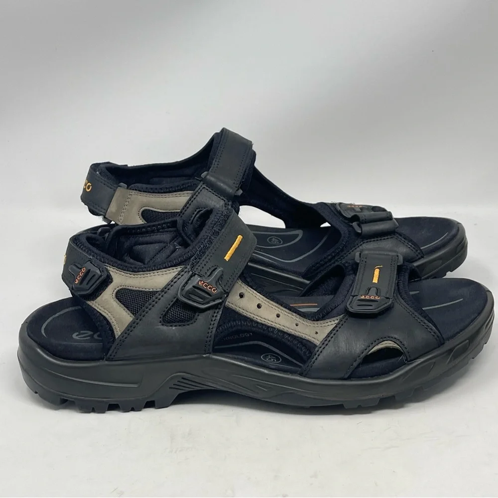 Ecco Yucatan Receptor Sandals Mens 11 - 11.5 EU 45 Black Brown Hiking Sport FLAW - Picture 1 of 15